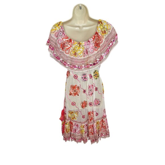 Juliet Dunn London White Multicolor Embellished Midi Dress - One Size - Picture 6 of 9